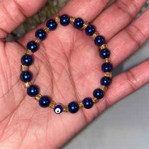Handmade Blue Evil Eye Glass Bead Bracelet